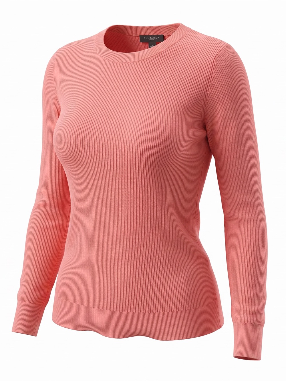Ann Taylor Petite Ribbed Crew Neck Sweater Pink Coral | SP